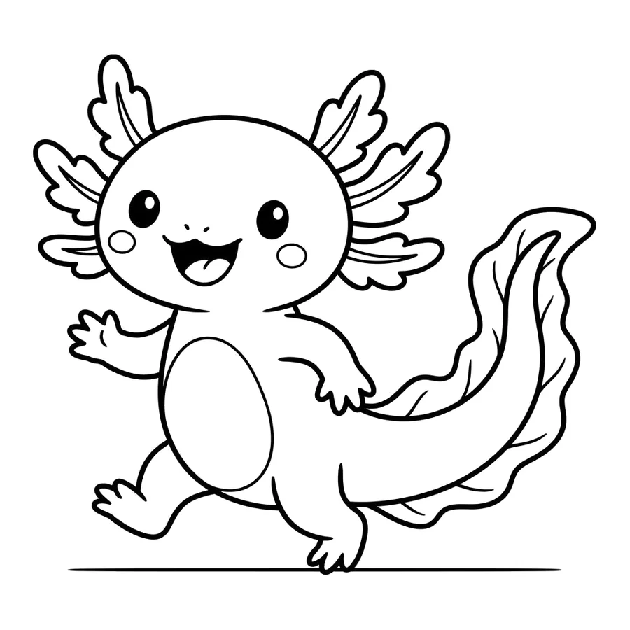 Cute axolotl coloring page 10
