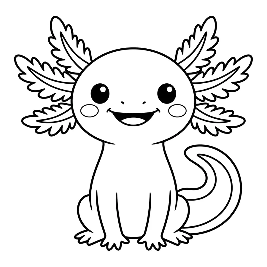 Cute axolotl coloring page 13
