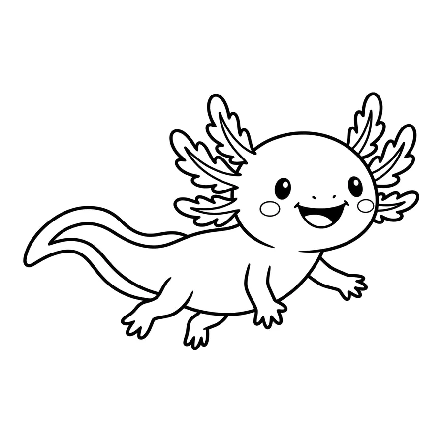 Cute axolotl coloring page 14