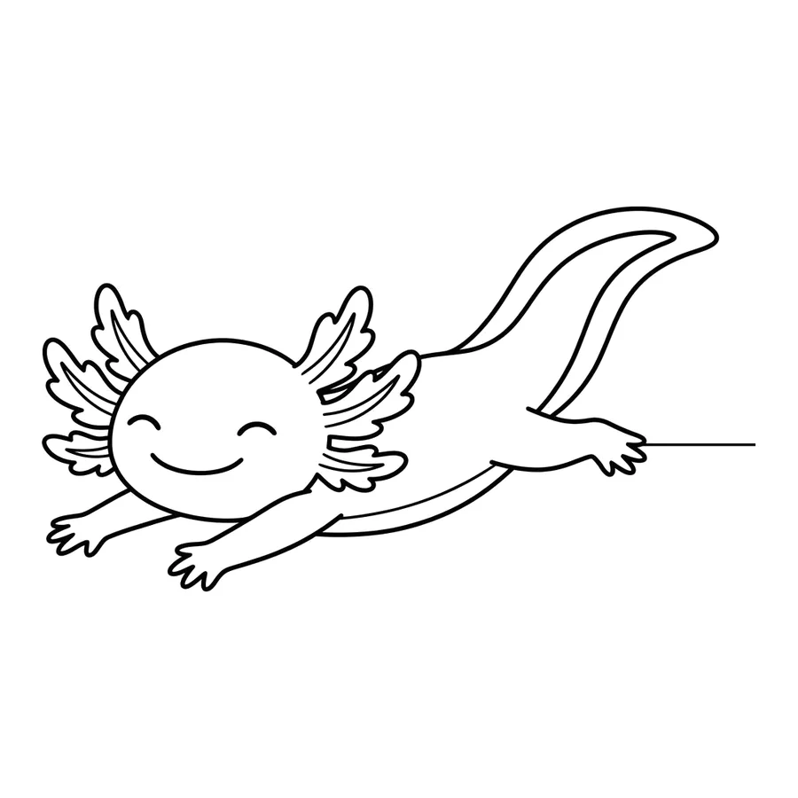 Cute axolotl coloring page 2