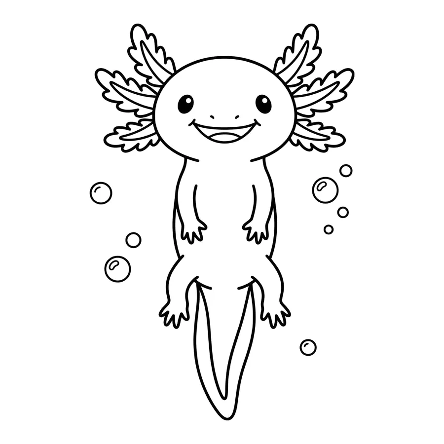 Cute axolotl coloring page 4