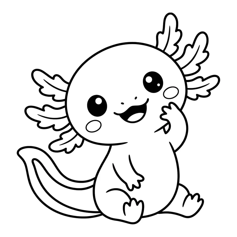 Cute axolotl coloring page 6