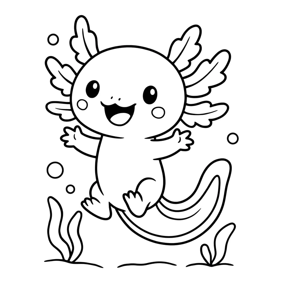 Cute axolotl coloring page 8