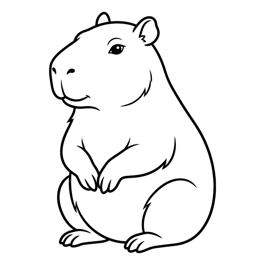 Cute capybara coloring page 10
