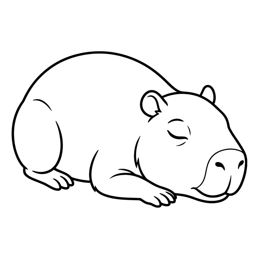 Cute capybara coloring page 14