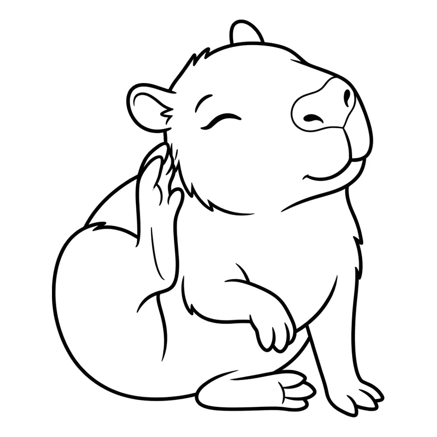Cute capybara coloring page 4