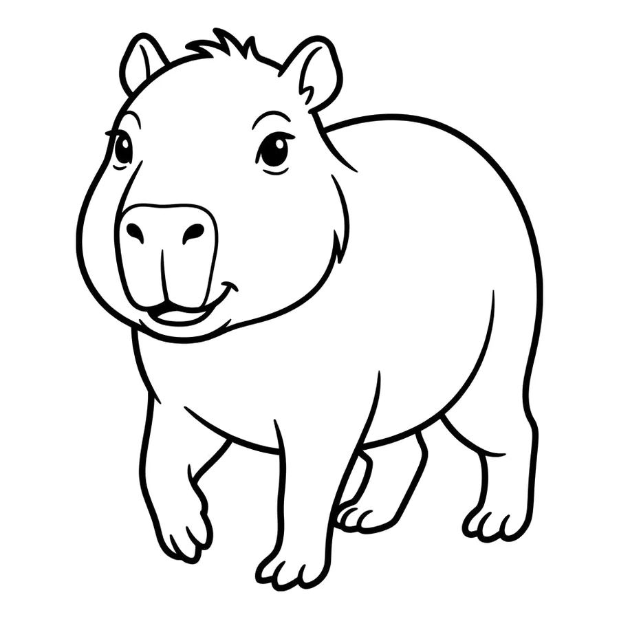 Cute capybara coloring page 6
