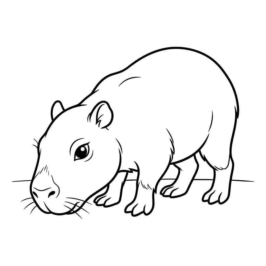 Cute capybara coloring page 8