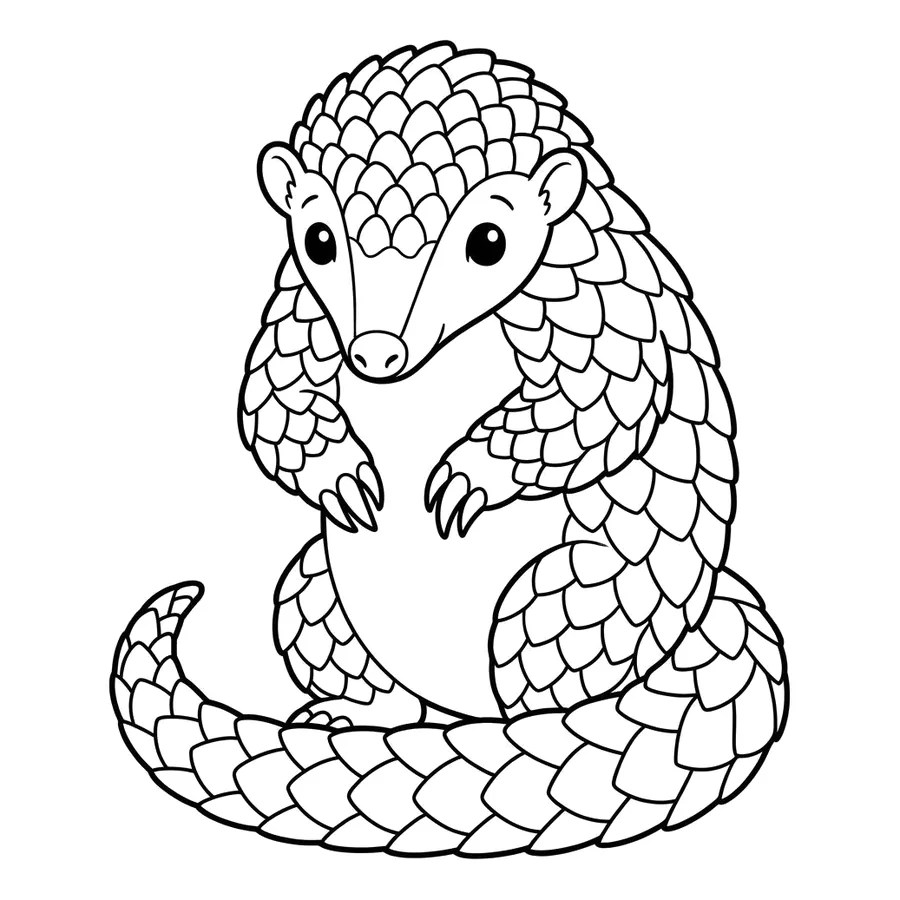 Cute baby pangolin coloring page 14