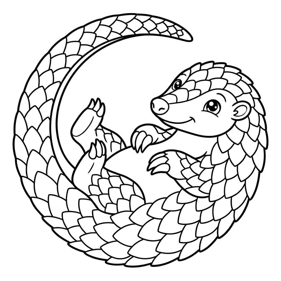 Cute baby pangolin coloring page 3