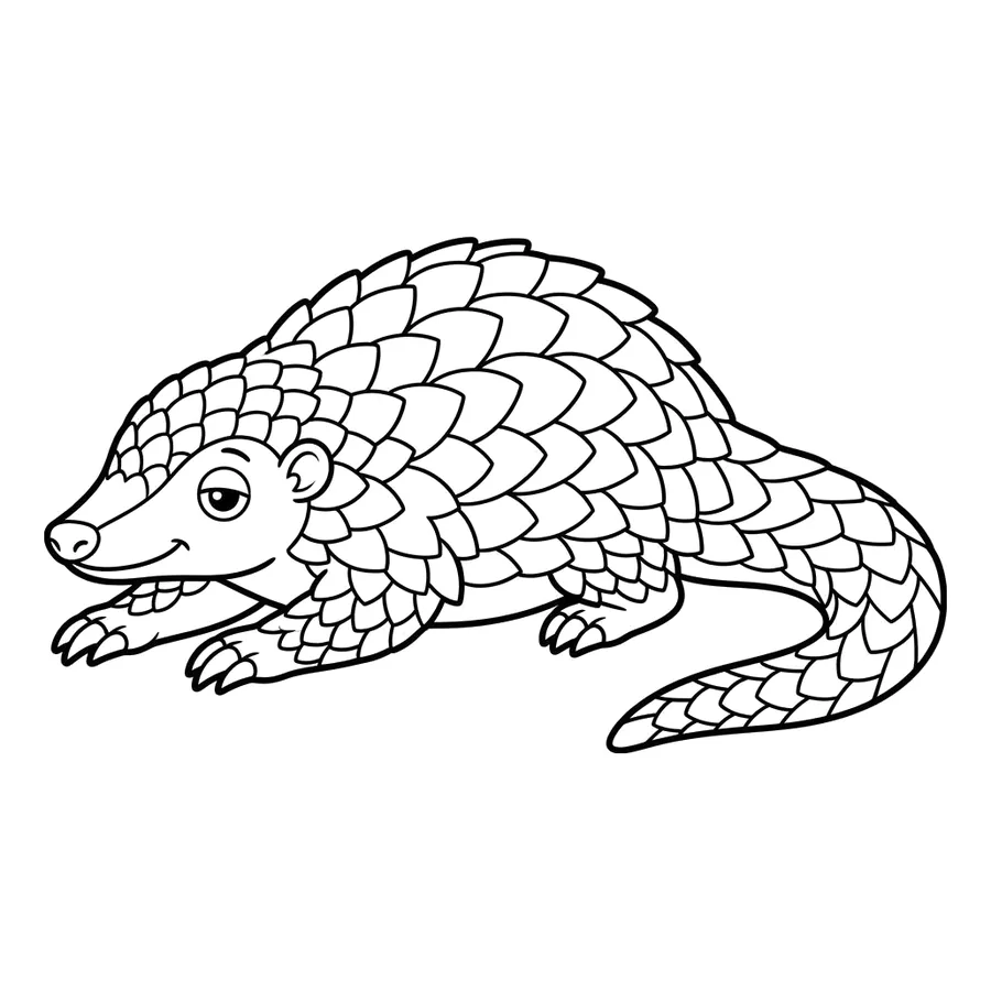 Cute baby pangolin coloring page 4