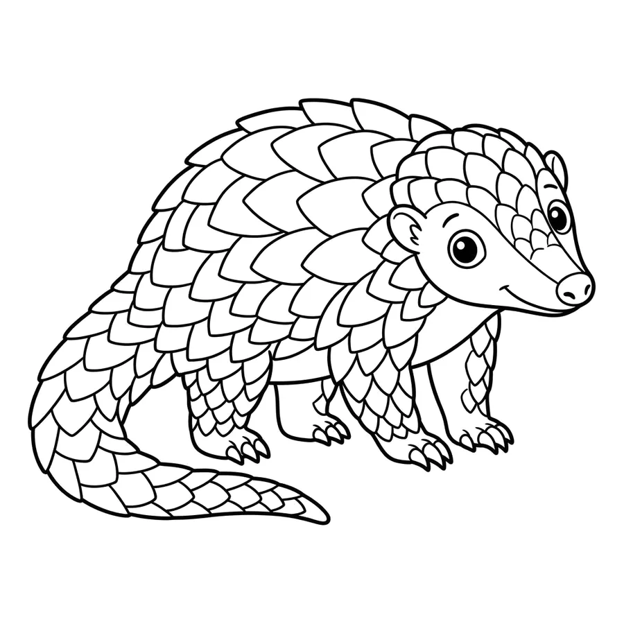 Cute baby pangolin coloring page 6